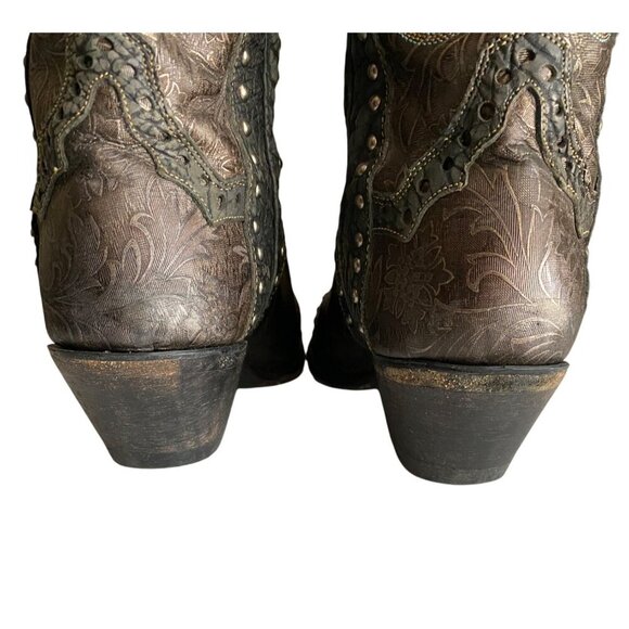 Dan Post Tempted Studded Women's Cowboy Boots 8.5 Leather Brown Black Metallic - Picture 12 of 15